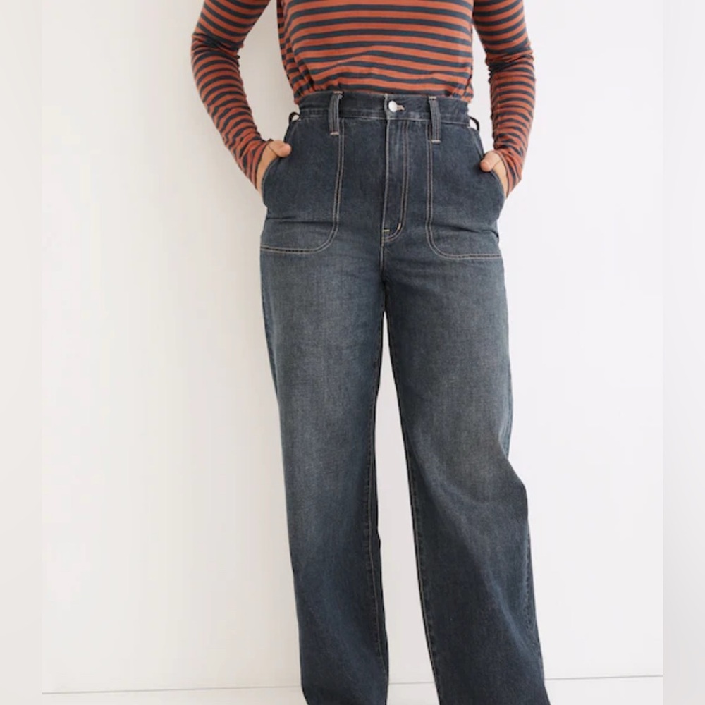 Madewell Dark Blue super wide leg Jeans high waisted size 29 - Picture 4 of 12
